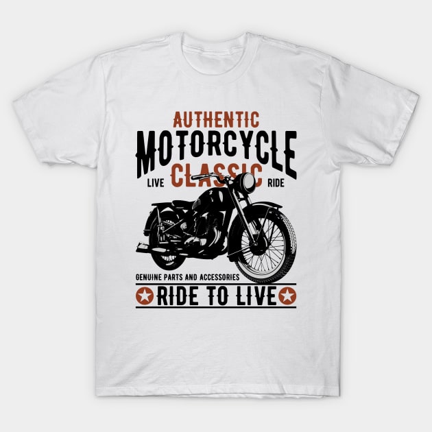 Authentic motocycle classic T-Shirt by Design by Nara